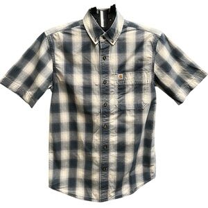 Carhartt Men's Gray and White Plaid Shirt